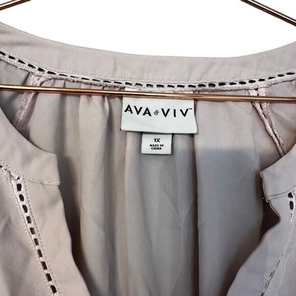 Ava & Viv Long Sleeve Pale Pink Blouse - Size 1X - Picture 5 of 6